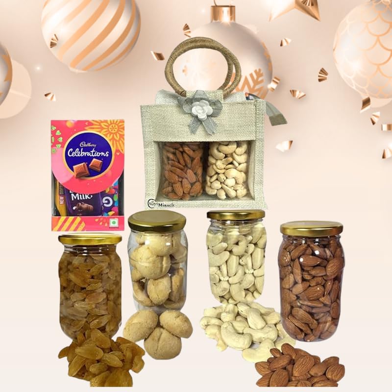 Image of NUTRI MIRACLE Christmas & New Year Dry Fruits Hamper | Gift Box for Celebration and Warmth