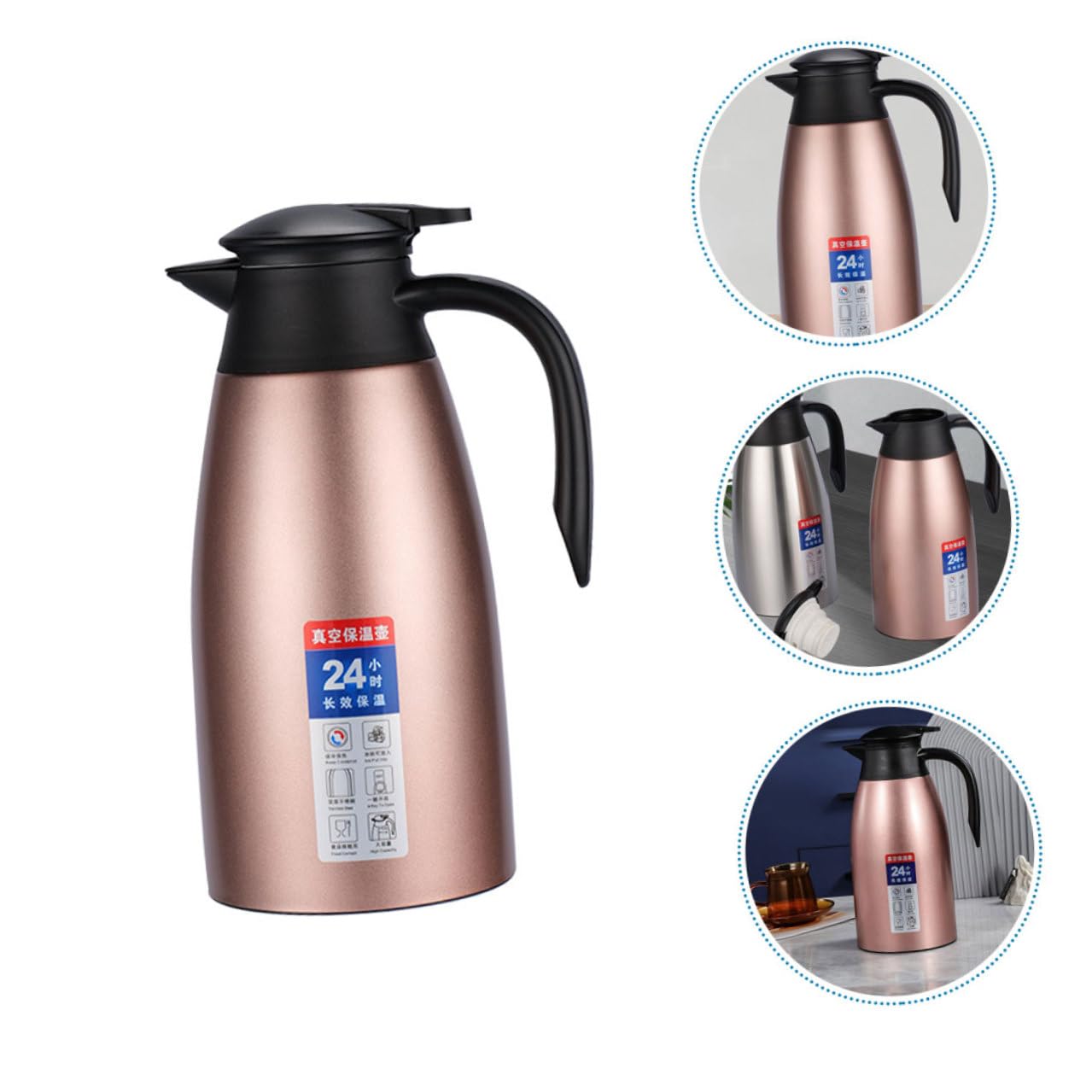 Isolierte Kaffeekanne Edelstahl 2L Thermoskanne mit Vakuum Doppelwand Großer Wasserkrug für Kaffee Tee Bpa Frei Langanhaltende Wärme für Zuhause und Büro