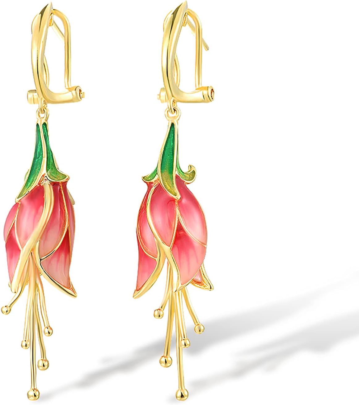 Santuzza Sterling Silver Enamel Tulip Earrings for Women