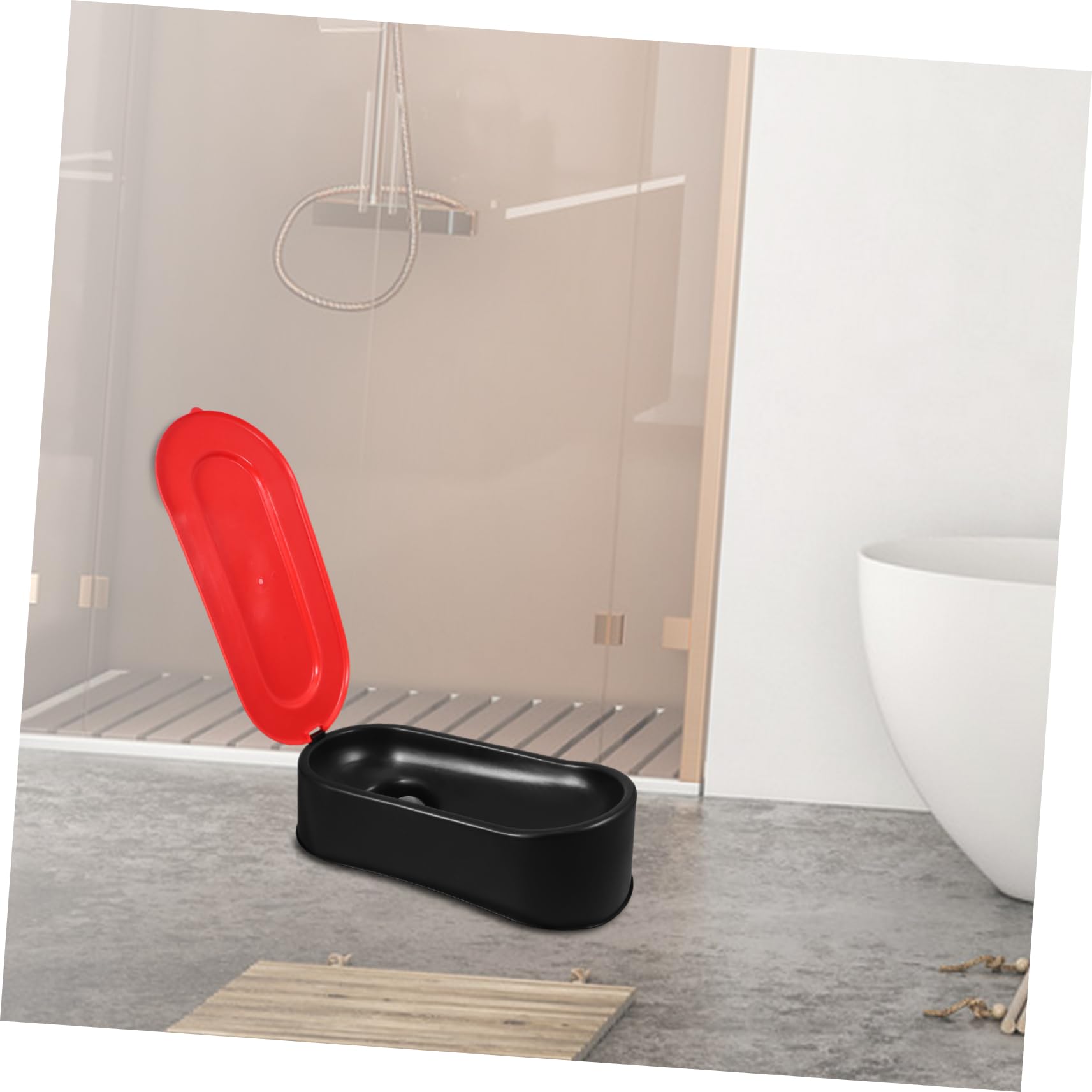 Provisorische Toilette Schwarz aus Kunststoff mit Deckel für Bauarbeiten
