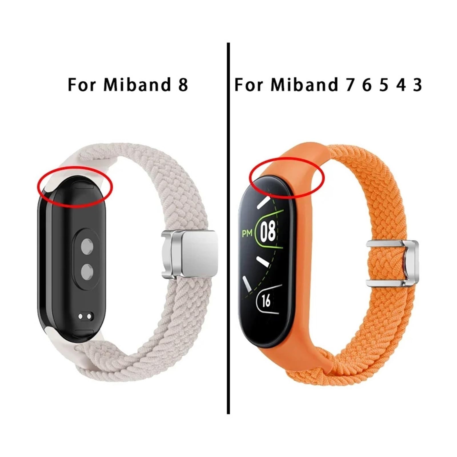 JDIME Cingcio intrecciato per Xiaomi Mi Band 8 Elastic Nylon Solo Loop Watch Bracciale con fibbia magnetica a fascia magnetica per miband 8 NFC Watchbands