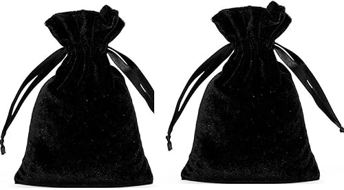 Heyiwell 2 bolsas de terciopelo de lujo negras con cordones, bolsas de tarot para joyas, bodas, fiestas, bolsas de regalo de Navidad, envoltura de
