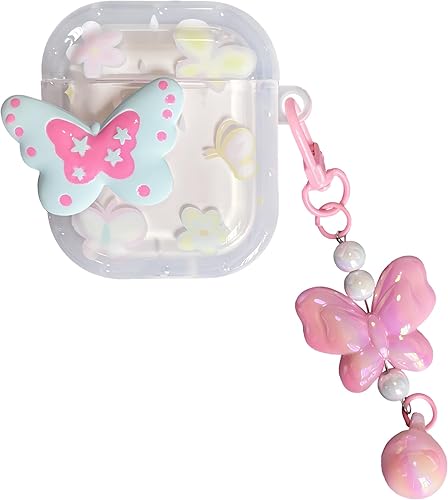 Srddty Funda protectora compatible con AirPods, a prueba de golpes, para niñas y mujeres, con llavero diseñado para AirPods de 1 y 2 generación,