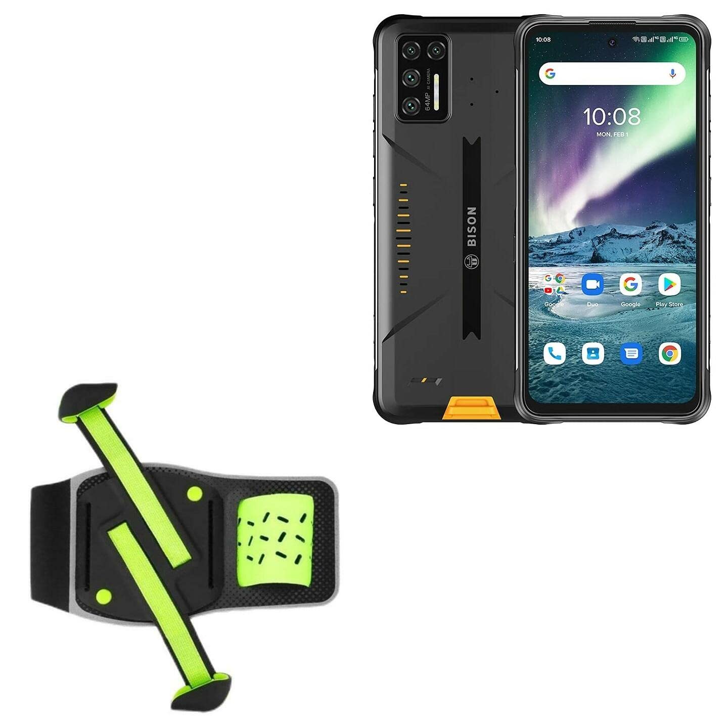 BoxWave Holster Compatible with Umidigi Bison GT - FlexSport Armband, Adjustable Armband for Workout and Running - Stark Green