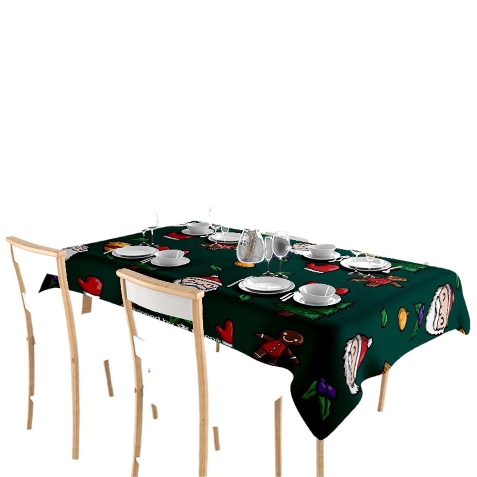 Tablecloth Snowman Print Holiday Decor Home Decoration Year Party Xmas Table Cover Festive Linens para Comedor(160X220CM)