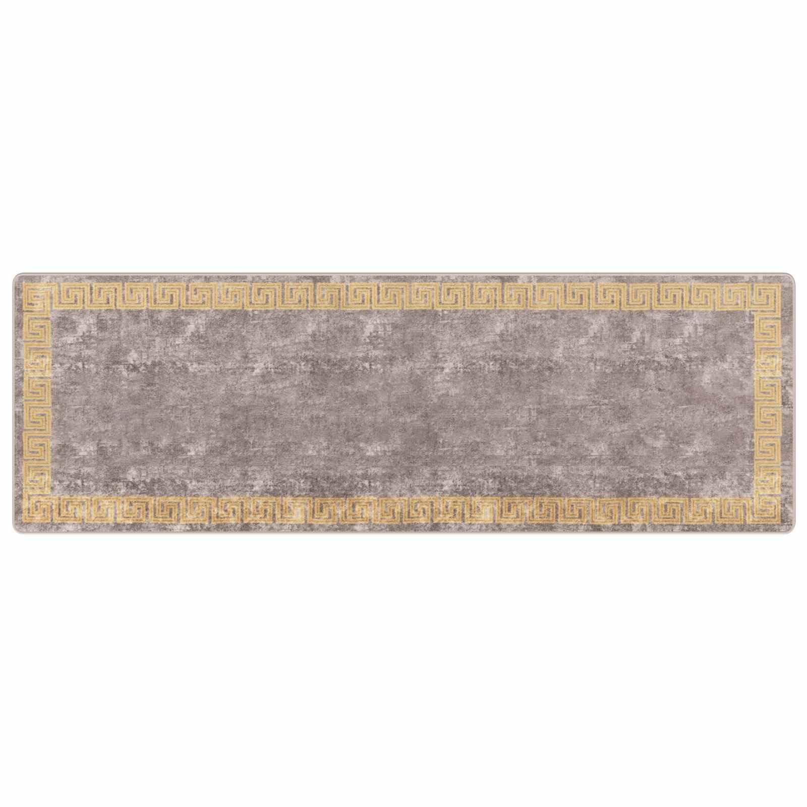 Tapis de couloir moderne en velours de polyester doux et lavable gris