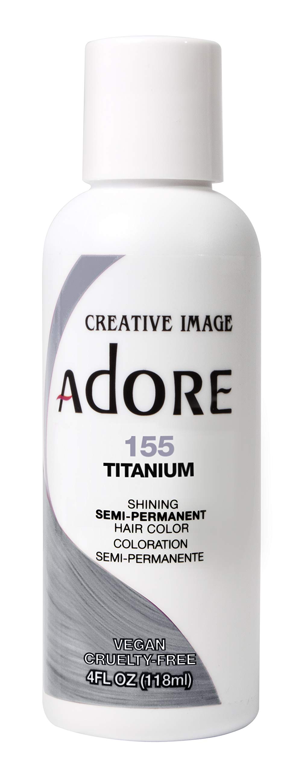 ADORE COSMETICS Semi-Permanent Haircolor #155 Titanium 4 Ounce (118ml) (6 Pack)