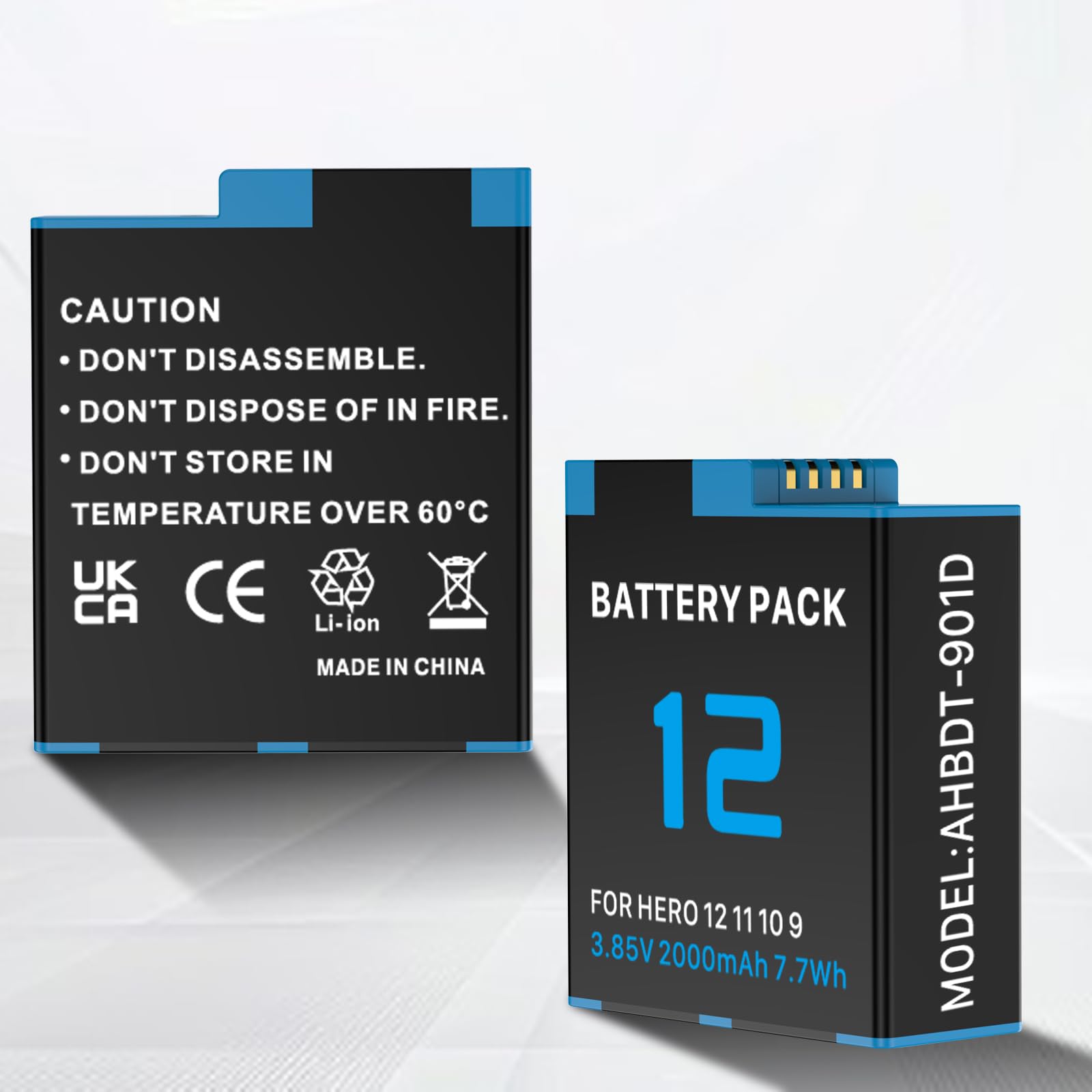 Batterie de rechange 1800 mAh pour caméra GoPro Hero 12 Hero 11/10/9