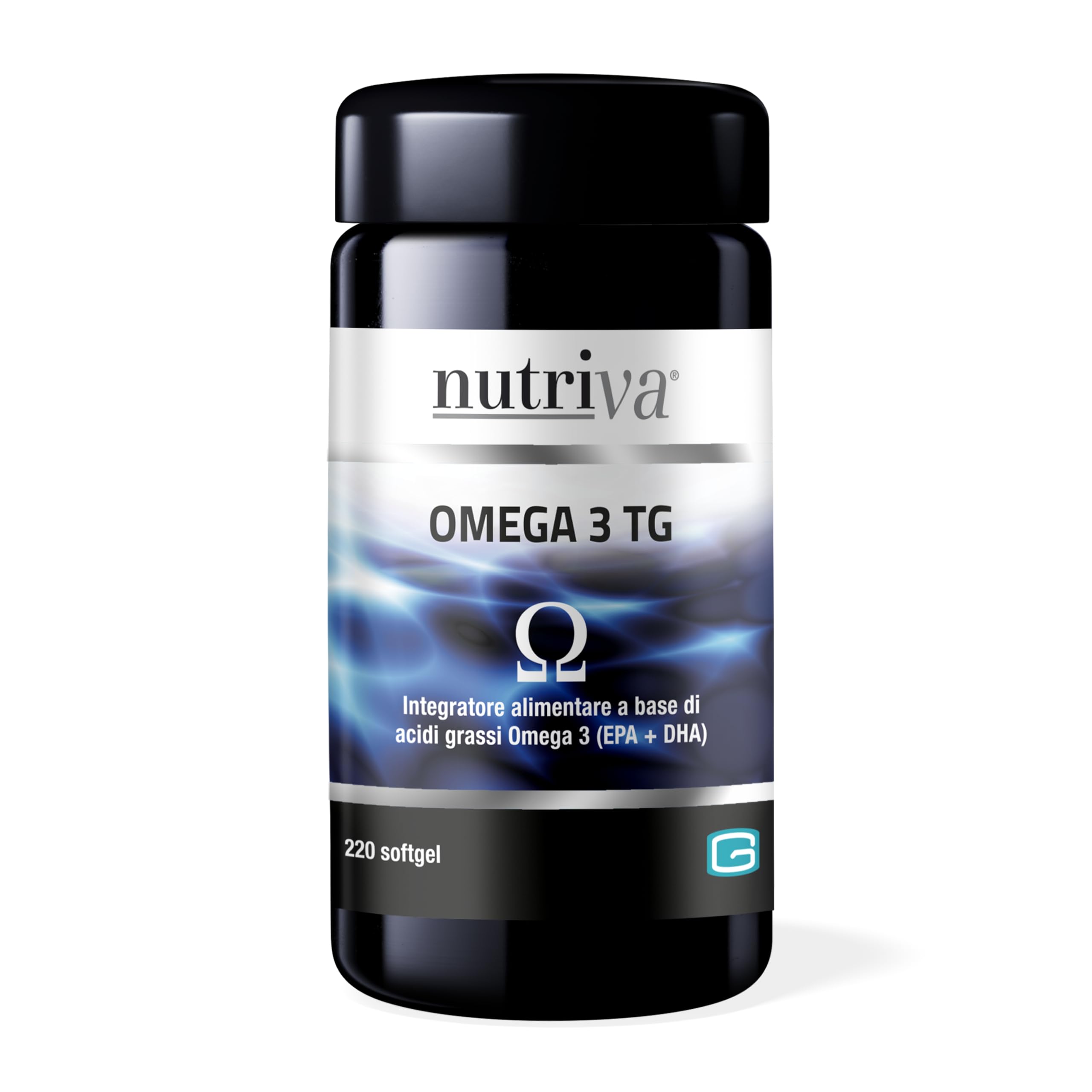 NUTRIVA Omega 3 TG, Integratore Alimentare Ricavato da Olio di Pesce, Ricco in Acidi Grassi Omega 3, Ideale per il Benessere del cuore e cervello - 220 Softgel