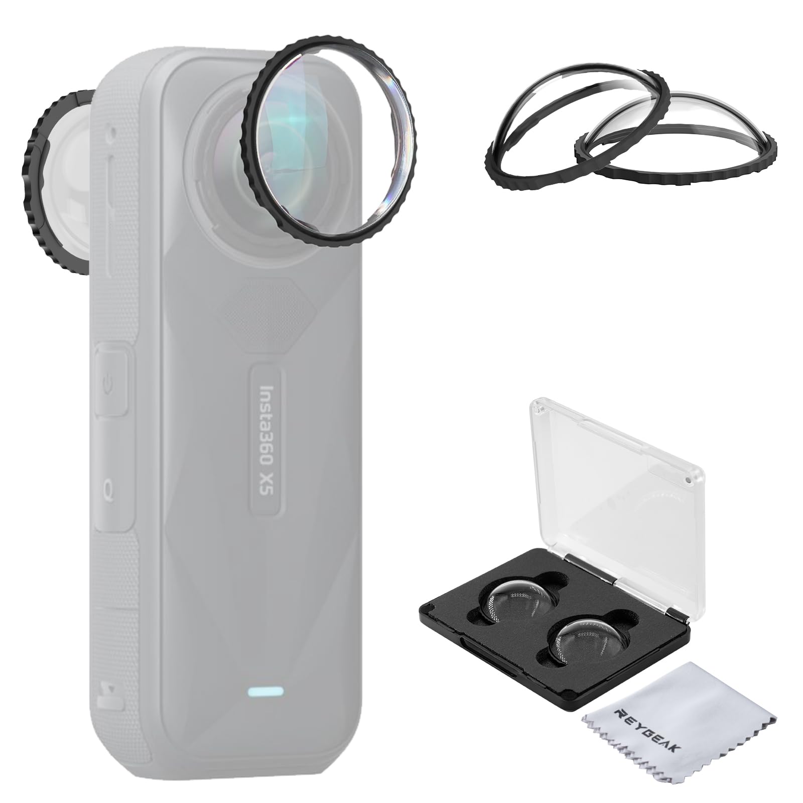 REYGEAK Filtro UV per insta360 X5, doppio rivestimento multistrato, telaio in alluminio multi-rivestito HD Optical Glass protezione standard (UV)