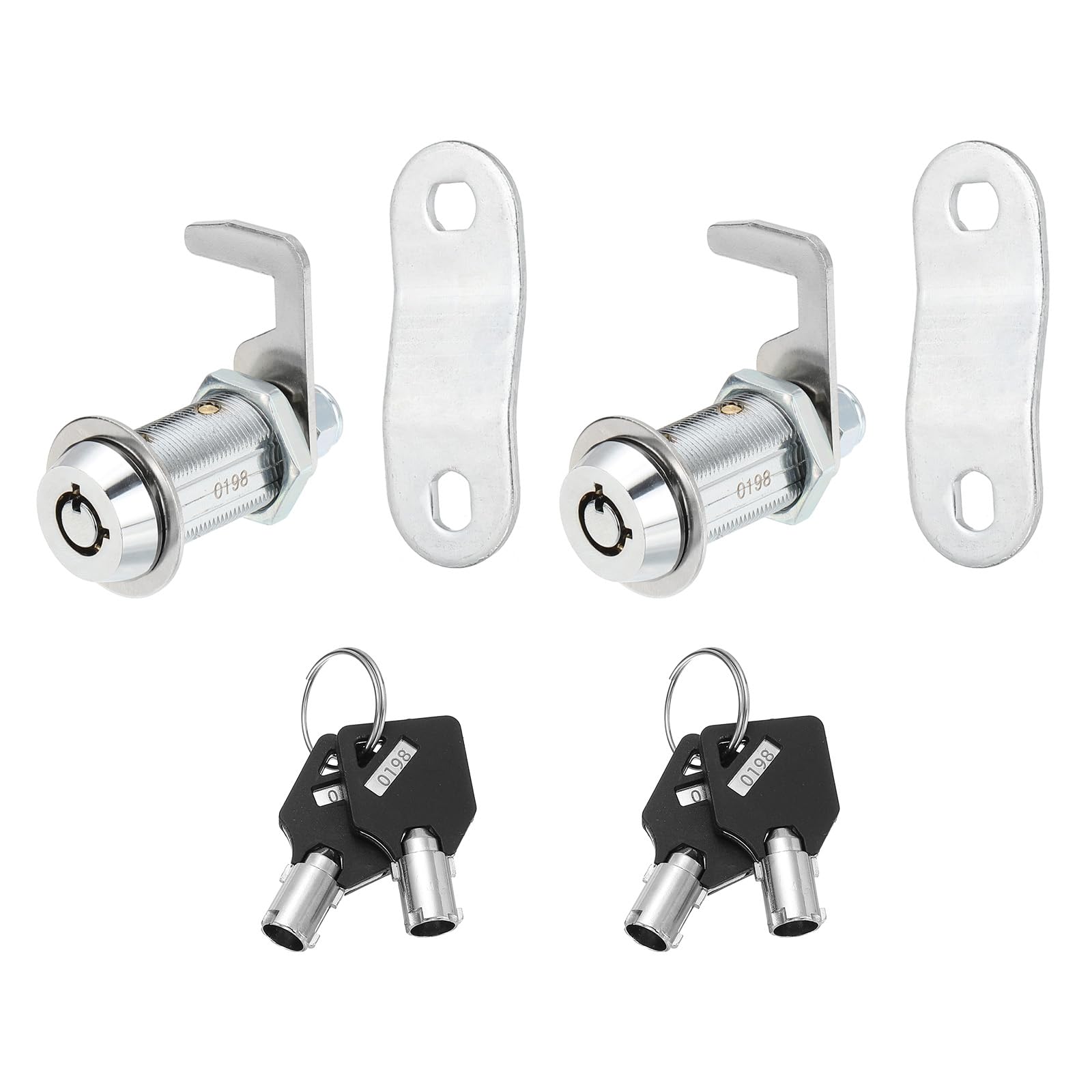 PATIKIL 1-1/8 Inch Cabinet Locks with Key, 2 Pack Keyed Alike for RV Drawer Storage Cart Mailbox Compartment Door Tool Lock, Silver
