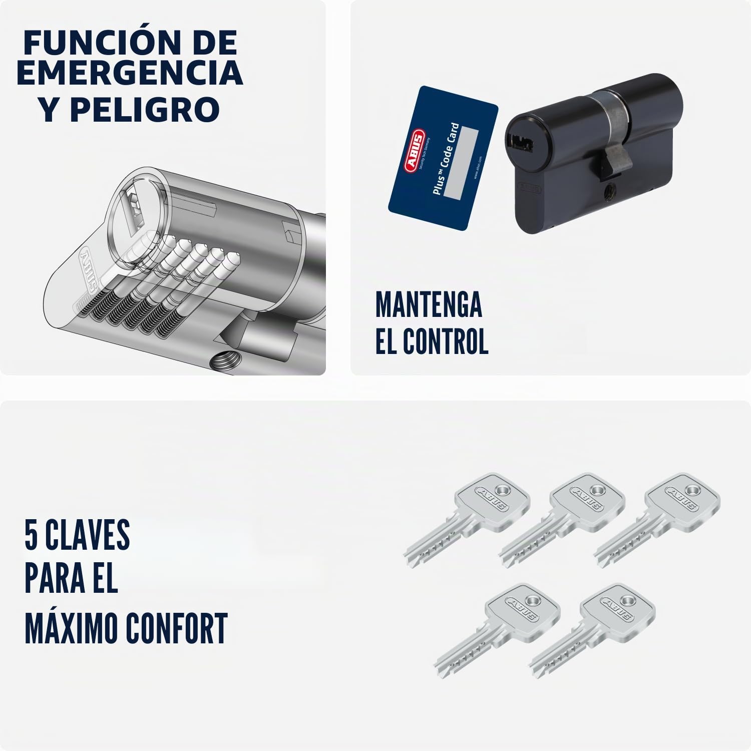 ABUS Cilindro de perfil D6XBL 30/40 con tarjeta de código y 5 llaves, color negro