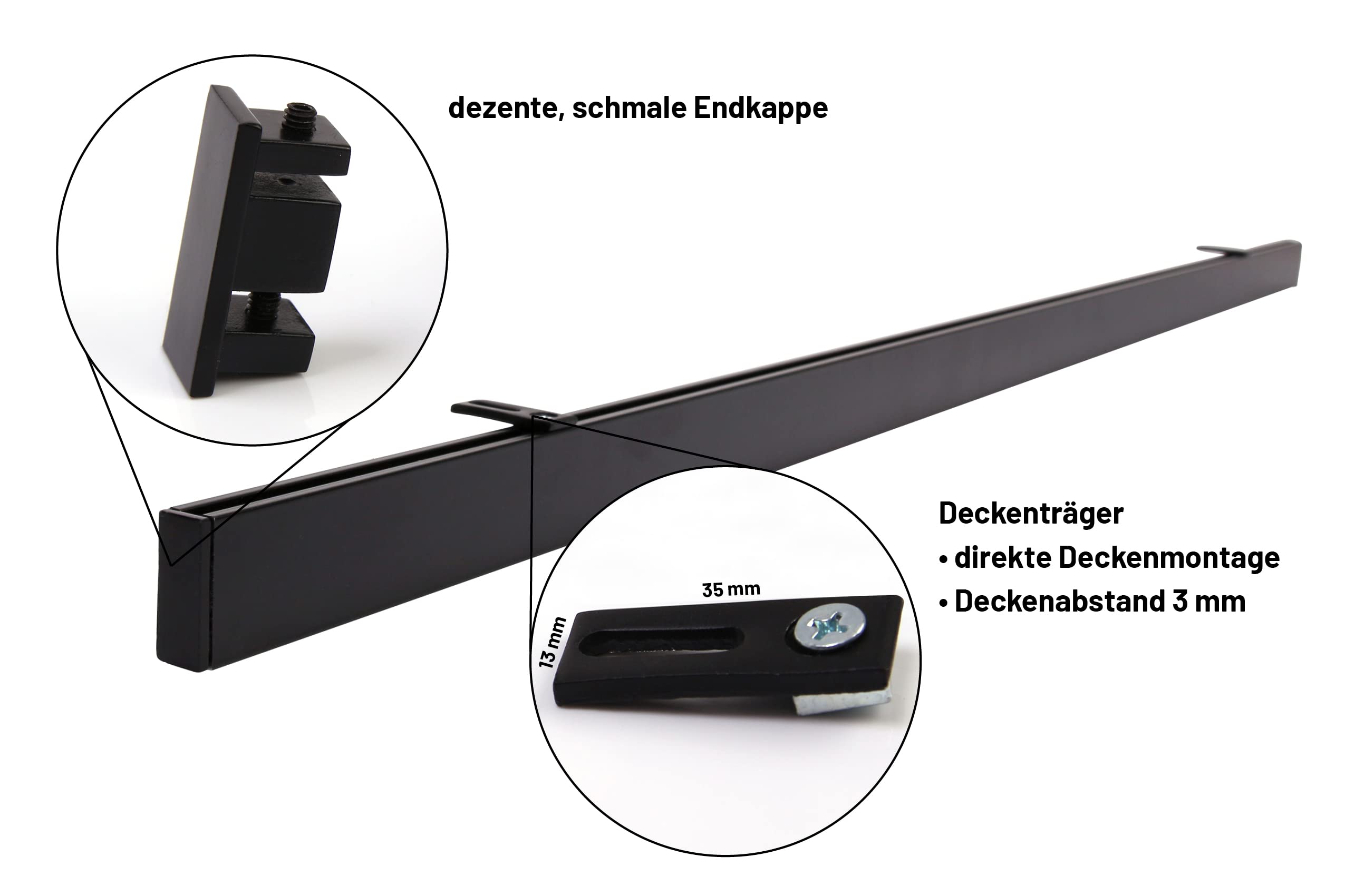 Deco-Raum Asta per tende su misura con binario interno angolare, per montaggio a soffitto, porta tende, tenda a pannello, binario interno per tende nere, 140 cm