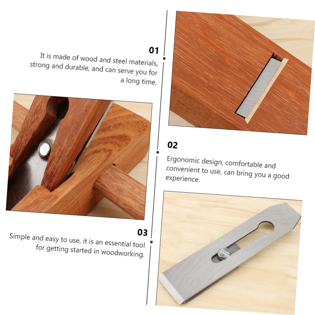 HOMSFOU 1pezzi Pialla Manuale Ergonomica Legno Per Falegnameria Strumento Per Carpenteria Facile Da Usare e Resistente Per Lavorazioni Di Precisione