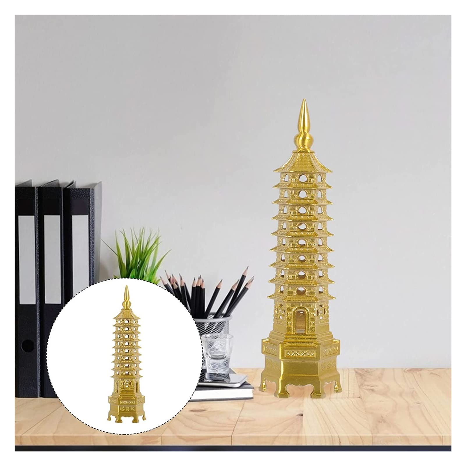 Ozdoba feng shui, chińskie dekoracje, Fengshui Pagoda Statua Wieża Statua Ochrona Biznes rośnie Dekoracja biurka Feng Shui Buddyzm Dekoracja świątyni Miniatura ogrodowa Do biura Ozdoby do domu
