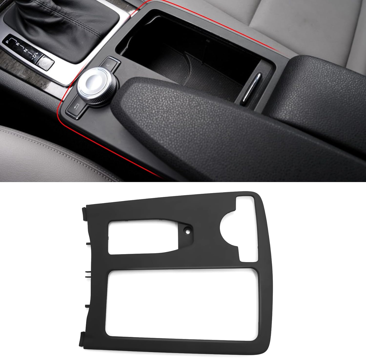 Jaronx Compatible with Mercedes Benz Cup Holder Trim Cover, W204 Center Console Cupholder Trim Replacement C Class Cup Holder Frame for W204 C180 C200 C230 C250 C280 C300 C350 2008-2014 A2046800307