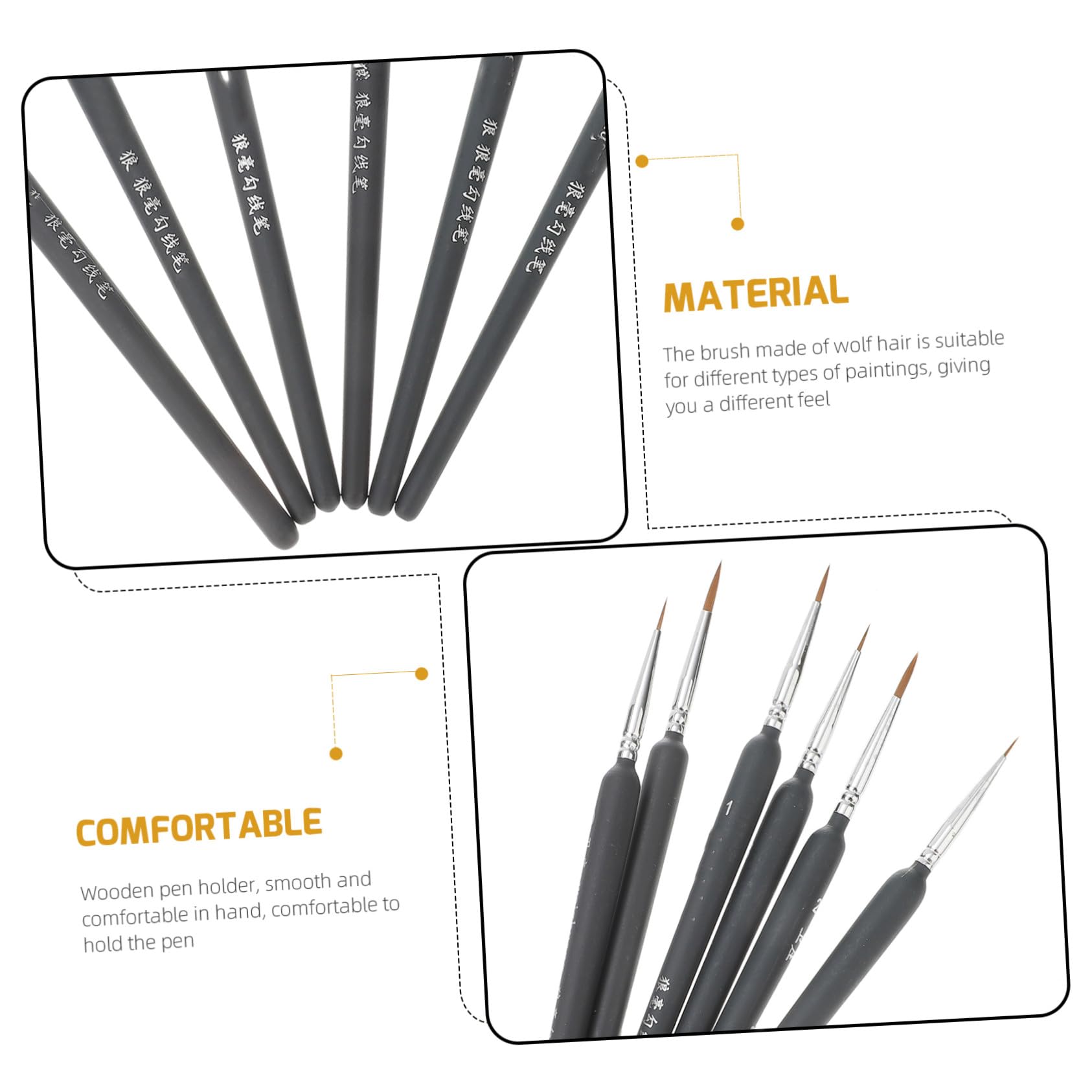 Set de 6 Pinceles de Acuarela para Pintura al Óleo, Pluma de Dibujo Lineal | Pinceles para Pintura de Plástico, Portátiles para Viaje y Organización, Decoracion Colegio