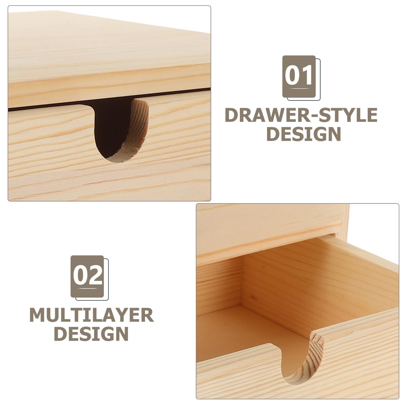 Schreibtisch-organizer aus Holz mit Schubladen Aufbewahrungsbox für Schmuck und Schreibwaren Schmuckschublade für Haushalt und Büro