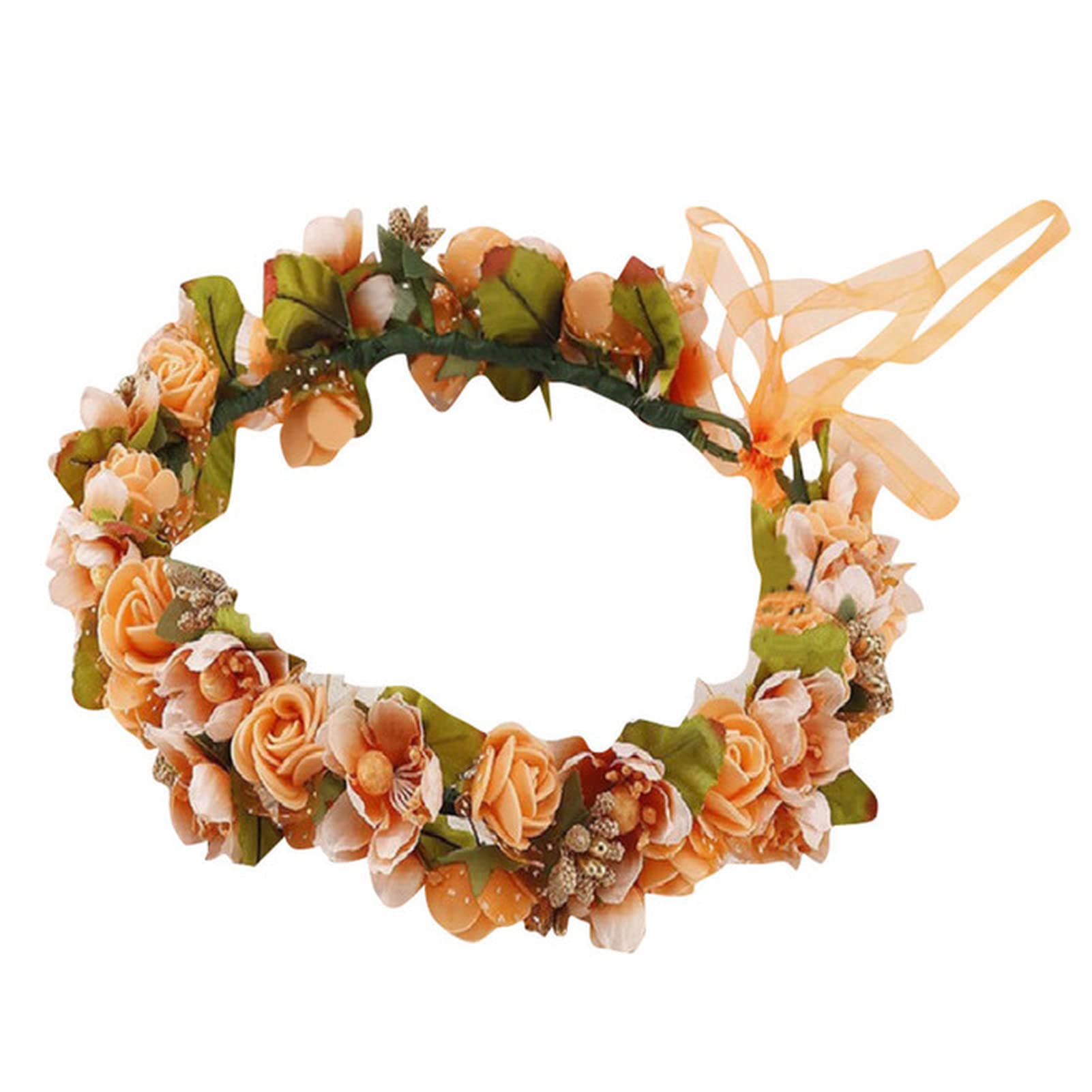 1920er Jahre Stirnband Rustikales Brautjungfern Stirnband Blumen Stirnbänder Hochzeit Haarschmuck Braut Blumenkrone Kopfschmuck Braut Blumenmädchen Girlande Stirnband，Orange