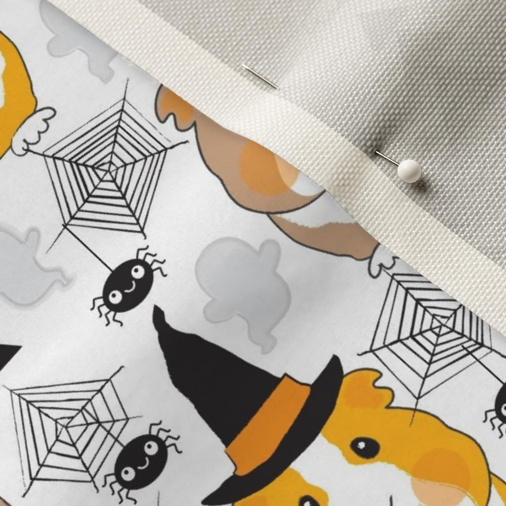 Spoonflower Fabric - Halloween Guinea Pigs White Pig Cute Animal Holiday Child Printed on Upholstery Velvet Fabric Fat Quarter - Upholstery Home Decor Bottomweight Apparel