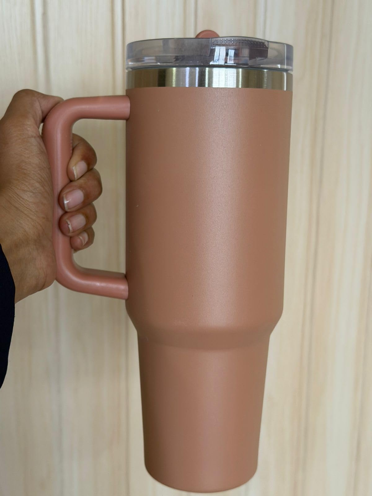 enem Tumbler, Caramel, Tumbler with Inbuilt Straw, Sipper, with Lid Leak Proof, 1 Metal Ice Cube & 1 Copper Spring (Tamba), Mug Travel, 1.2L