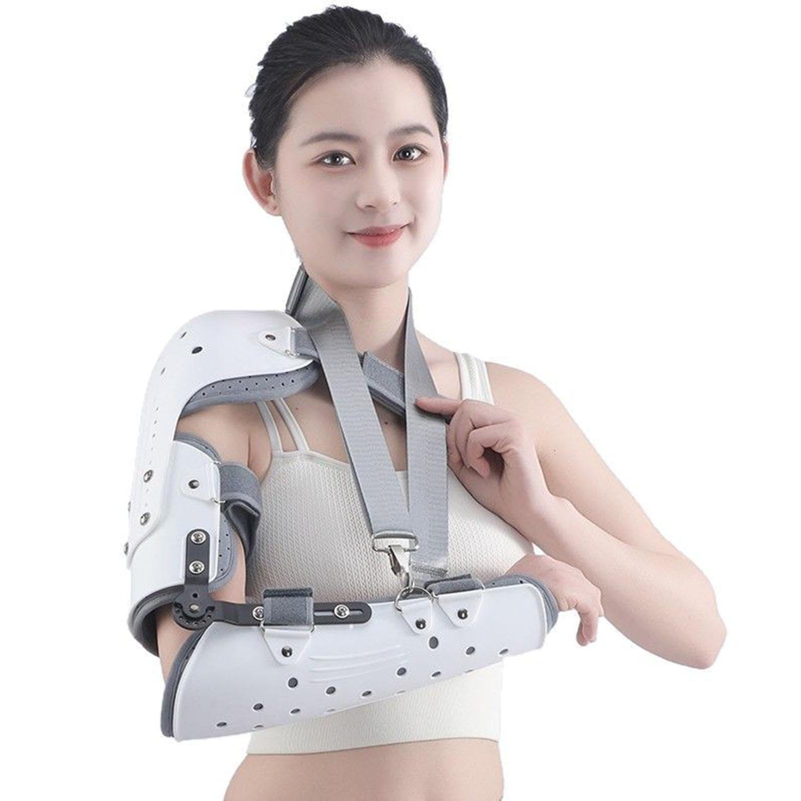 SFKLYU Tutore per Gomito Articolato Rom, Stecca Regolabile per Gomito con Stabilizzatore A Tracolla per Fratture del Gomito Post Operatorie,Right