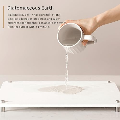Miniatura 3 de Tapete de piedra de secado rápido para encimera de cocina, alfombrillas de secado de platos de piedra súper absorbentes, almohadillas de secado de