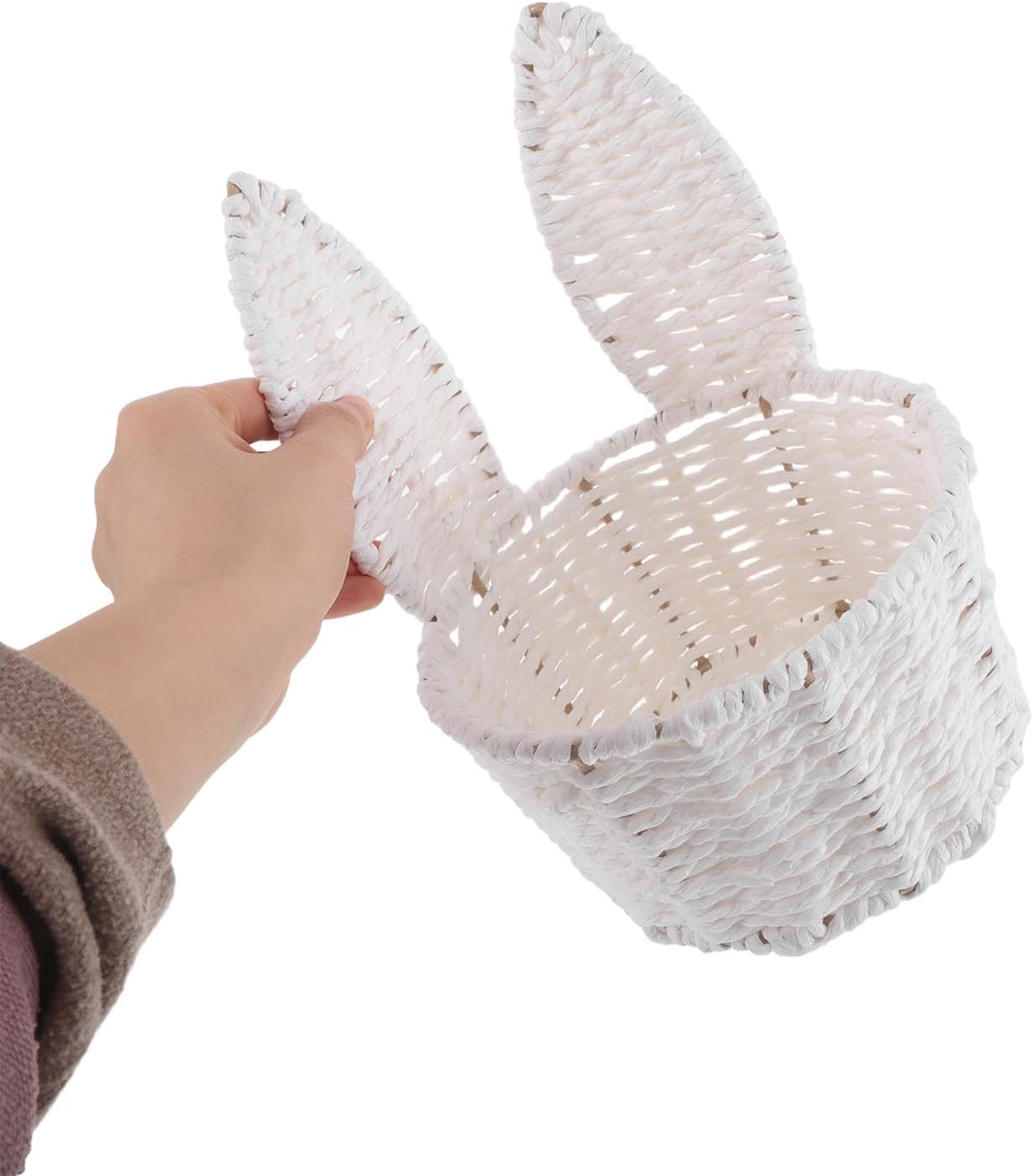 Cute Bunny Ear Storage Rope Basket for Toys and Magazines