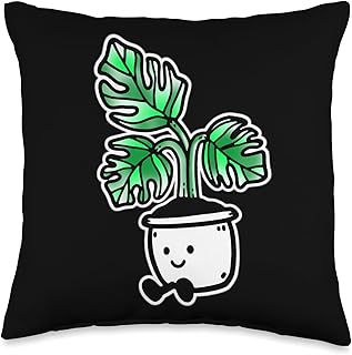 Happy Swiss Cheese Plant Throw Pillow
