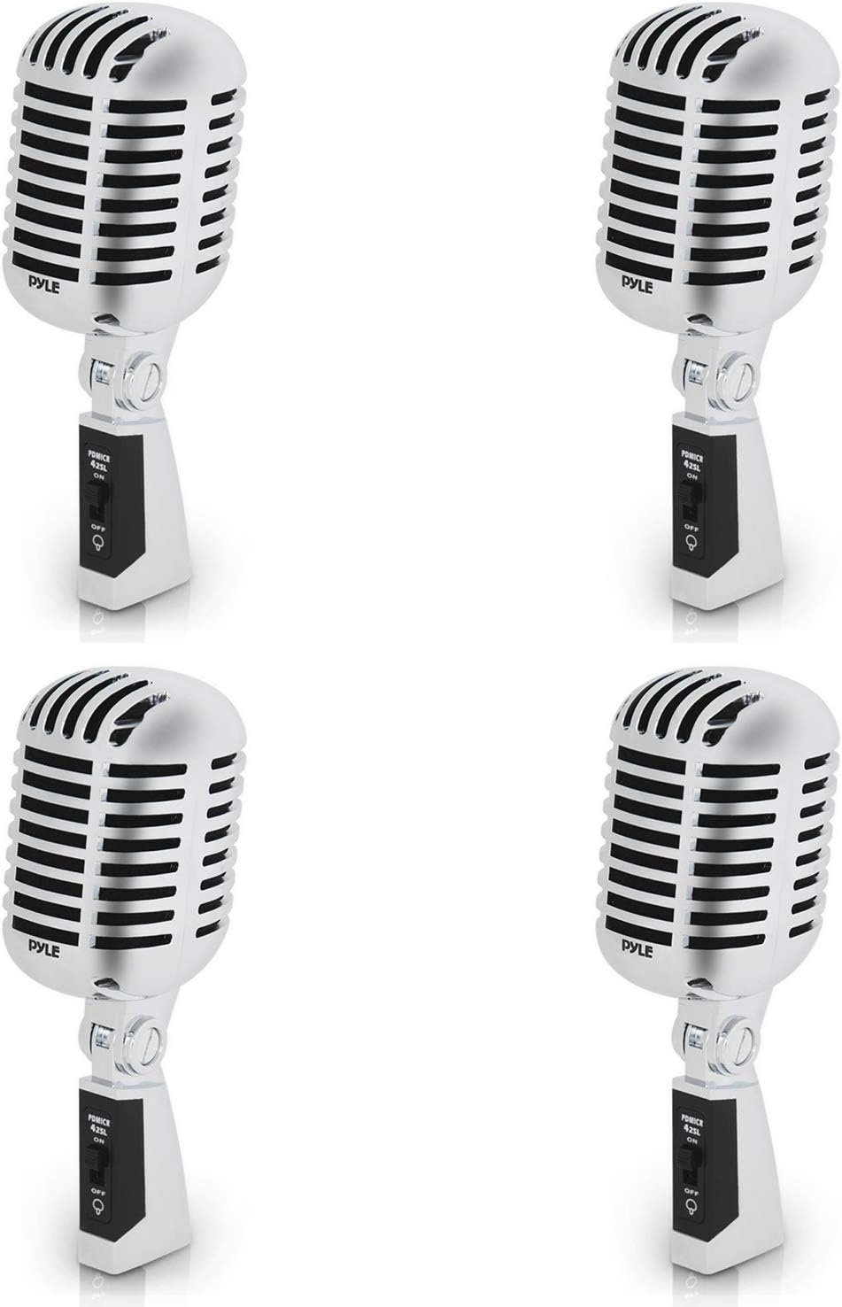 Pyle Pro PDMICR42SL Old Fashioned Vintage Retro Style Dynamic Adjustable Compact Desktop Studio Mic Professional Vocal Recording Microphone (4 Pack)
