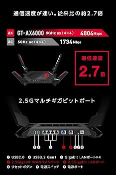 Amazon.co.jp: ASUS WiFi ROG Rapture GT-AX6000 無線 ルーター