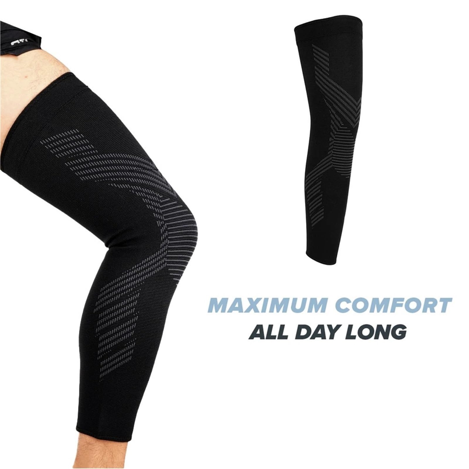 Funda De CompresióN Pierna Completa Mangas de compresión pierna completa for hombres y mujeres, rodillera larga for baloncesto, correr, entrenamiento, ciclismo, 1/2 Uds(Black-2pcs,S)