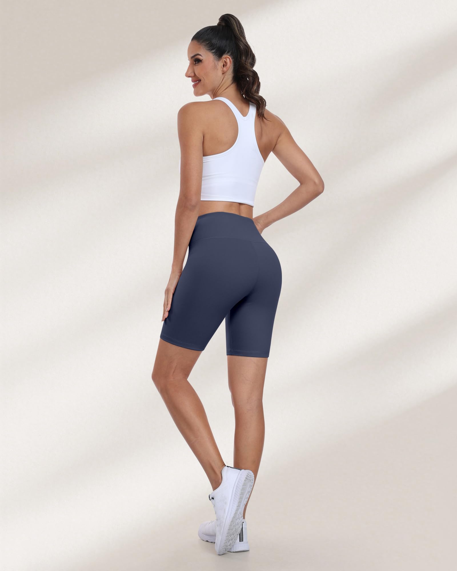 Pantalones cortos de ciclismo para mujer, cintura alta, control de abdomen, suaves, atléticos, gimnasio, yoga — view 4