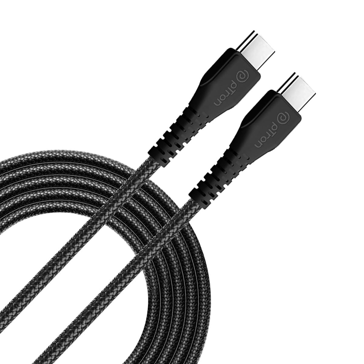 pTron Solero Braid 60W Type C Fast Charging Cable 1.5m for Samsung, OnePlus, Oppo, Vivo, Xiaomi, Realme, IQOO & Other Devices – Unbreakable Nylon Braid, 480Mbps Sync Speed (Black)