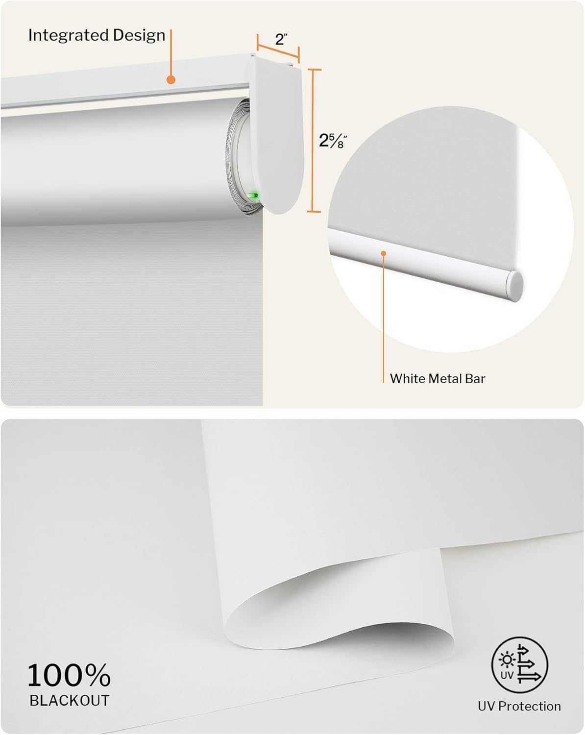Motorized Blinds with Remote APP Control Blackout Roller Shades for Indoor Windows (Cross Texture White, 36" W x 72" H)