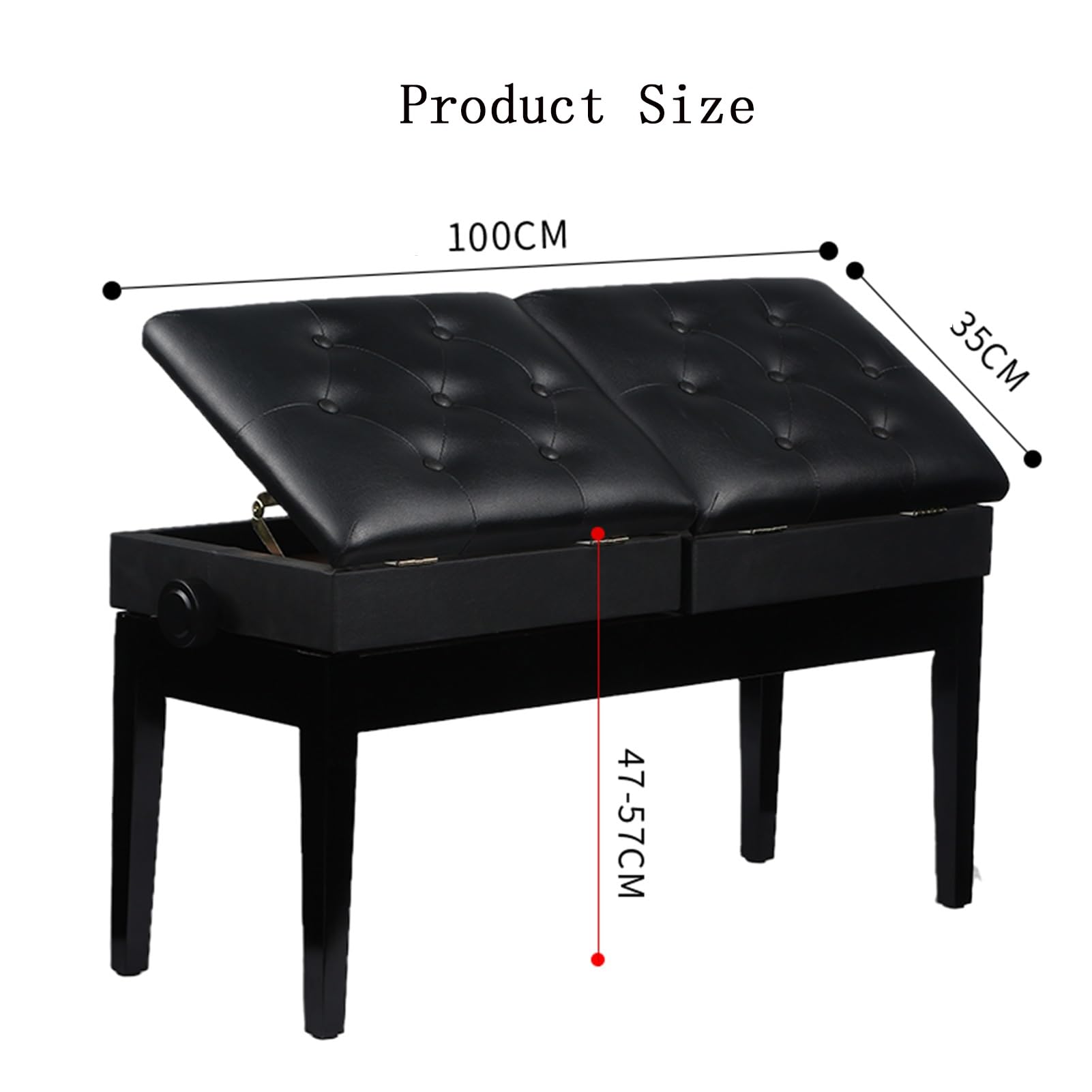 Taburete For Piano, Madera Maciza con Dos Cajas De Libros For Almacenamiento De Música, Banco De Piano Doble/dúo, Adecuado For Adultos Y Niños