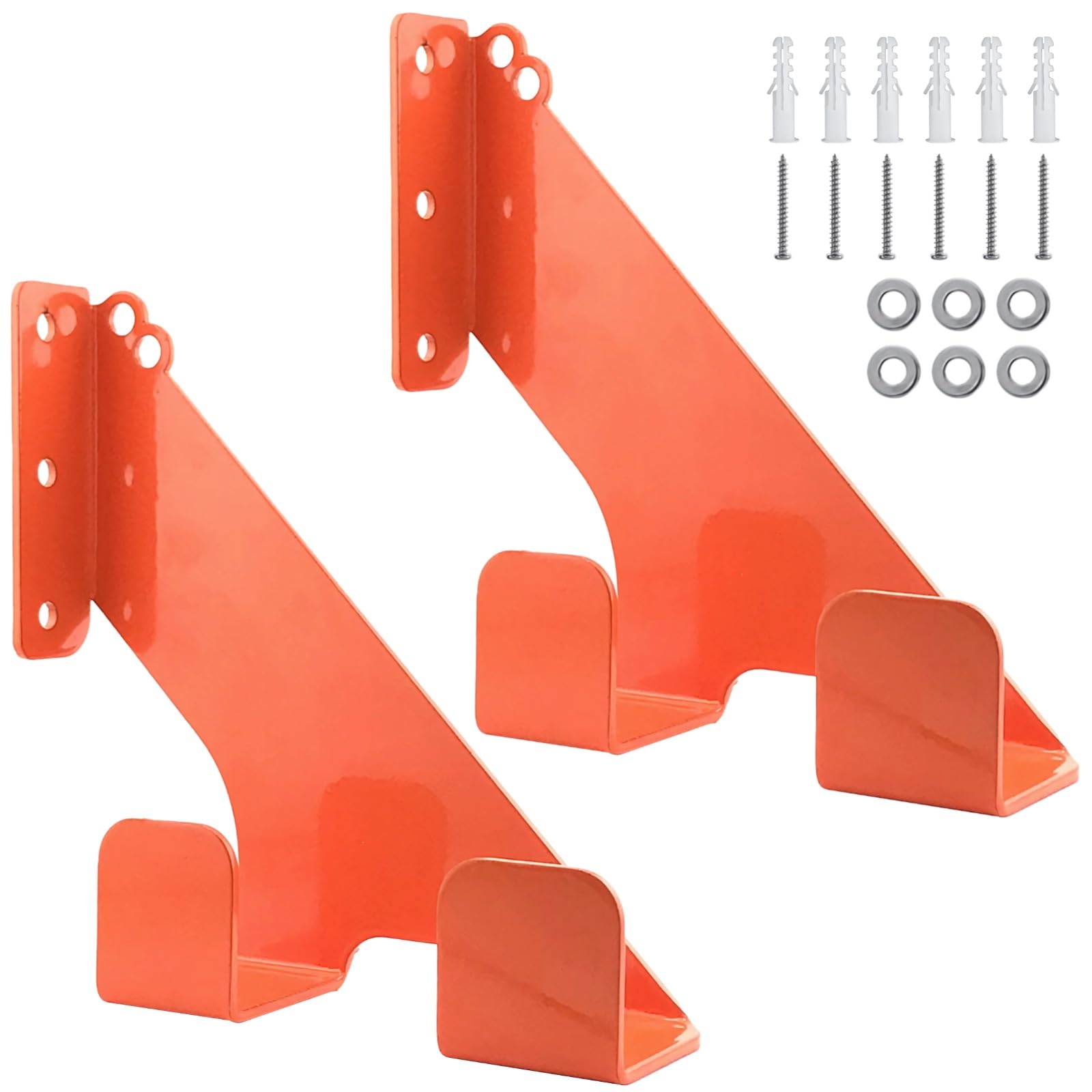 Paquete de 2 soportes para motosierra, gancho de almacenamiento de herramientas de garaje de montaje en pared, diseño de gancho en U doble, capacidad de 68 kg por gancho, acolchado de esponja