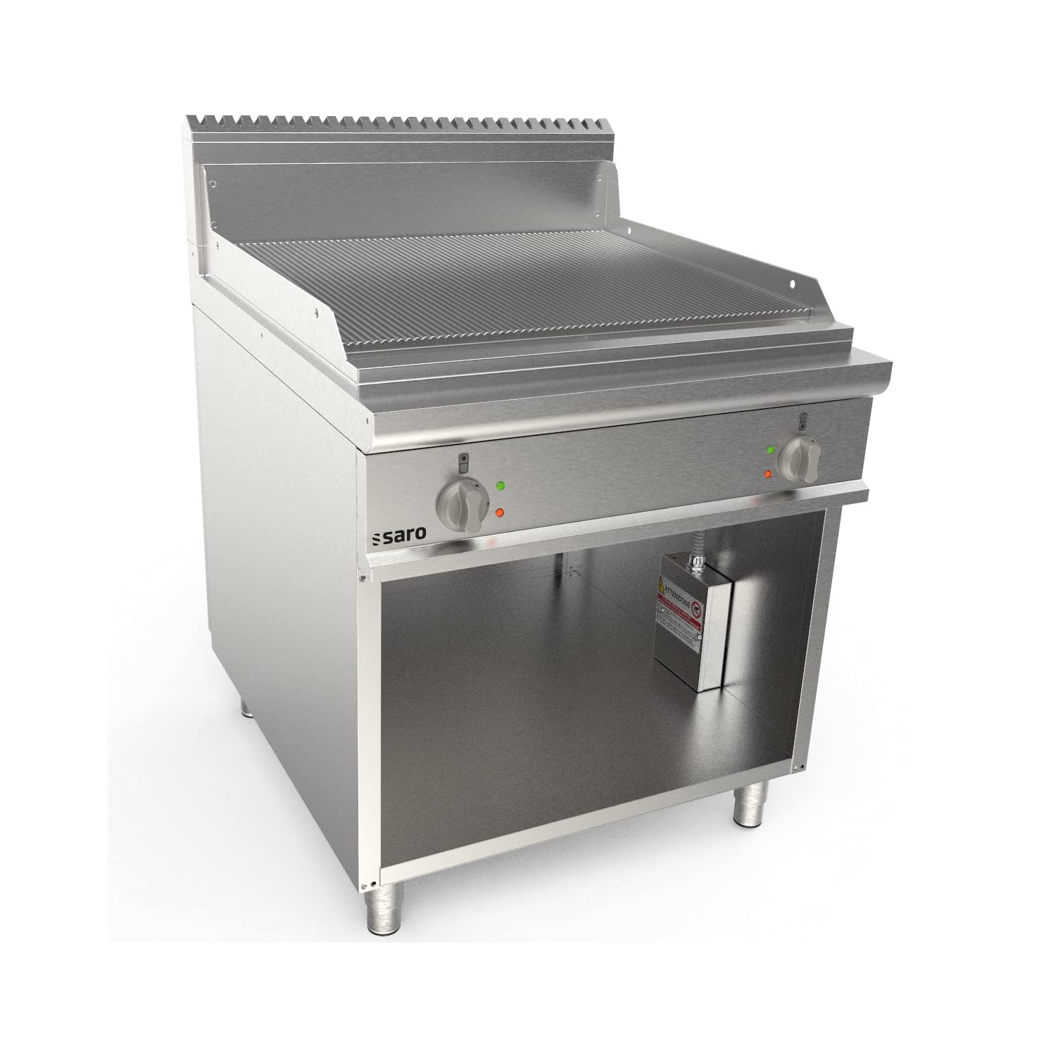 Saro Elektrogriddleplatte 800mm Breit Stand Gerillt Modell LQ / FTG4BAR