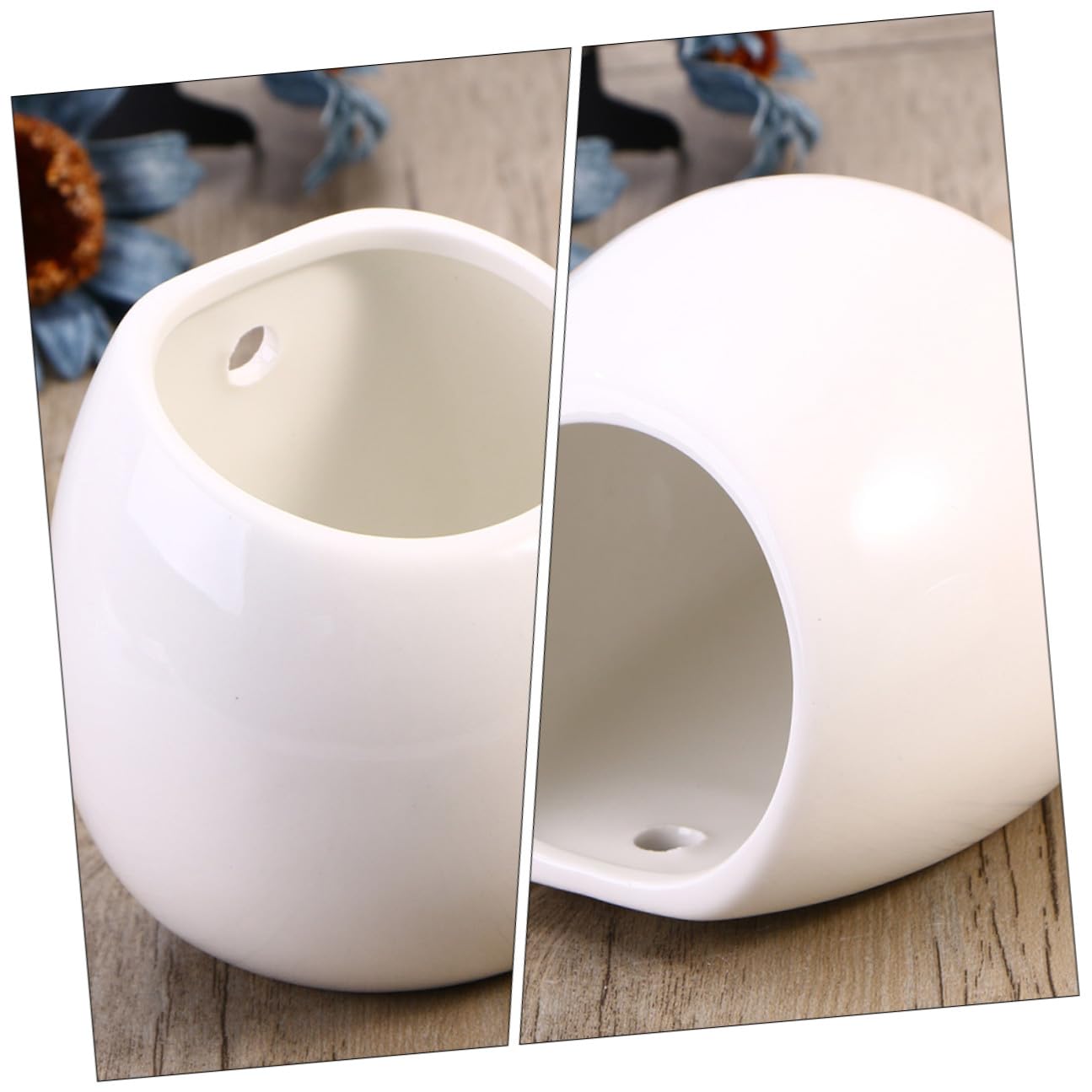 COLLBATH 4 Sztuki Ceramicznych Doniczek Wiszących Ścianę Białe Dekoracyjne Do Kwiatów i Sukulentów Praktyczne i Trwałe Oszczędzające Miejsce Doniczki Ścienne