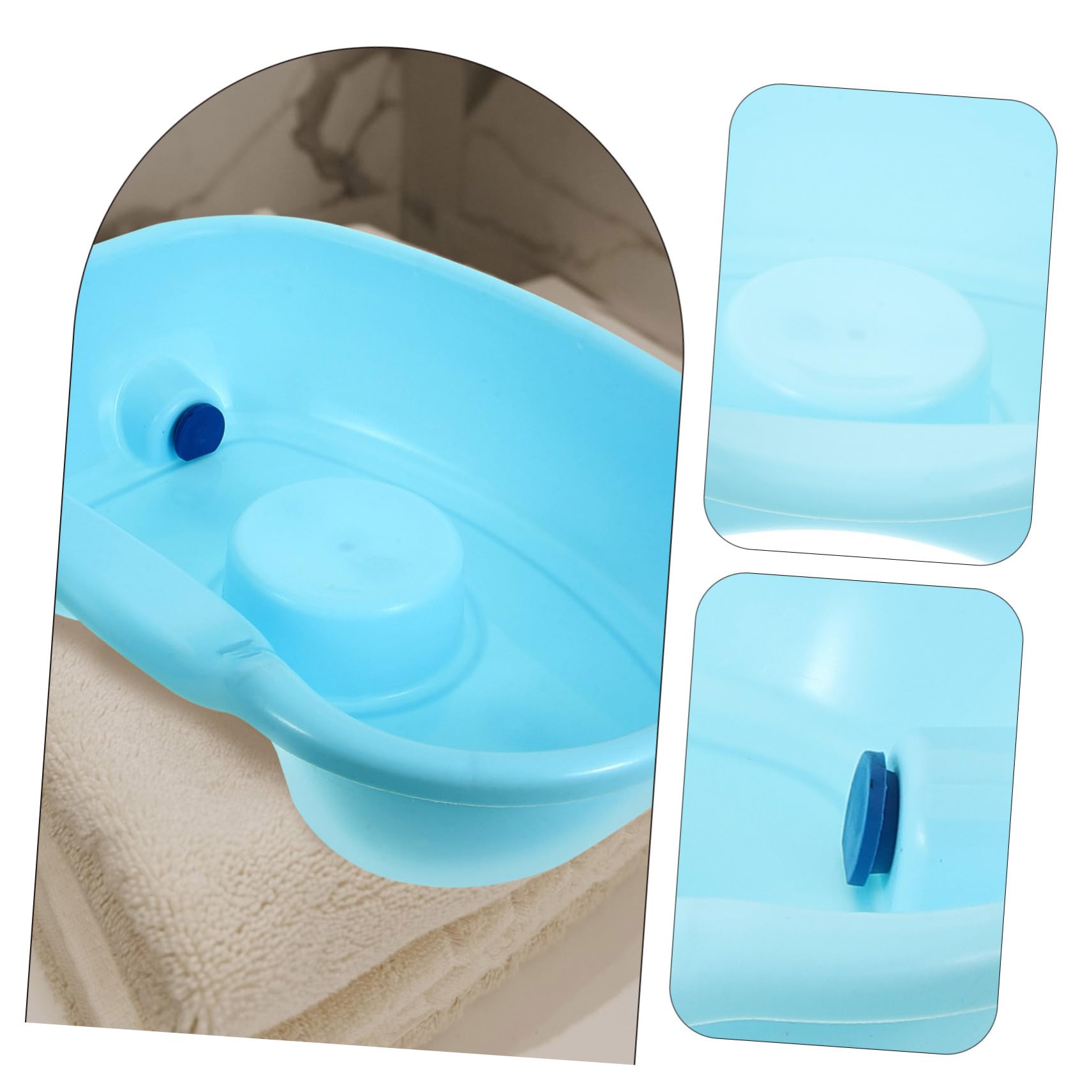 FRCOLOR Bacinella Lavacapelli Portatile in Plastica per Anziani e Letto, Lavaggio Chioma da Sdraiato Supporto per Collo e Spalle, Vaschetta Shampoo per Casa e Ospedale