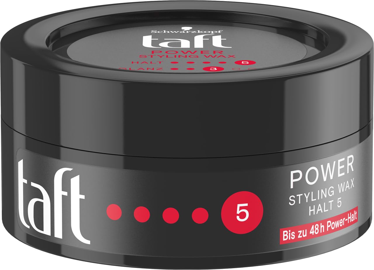 Schwarzkopf Taft Styling Wax Power (8 x 75 ml), wosk do włosów utrzymuje siłę do 48 godzin, delikatny dla włosów i skóry głowy, wegański wosk do stylizacji
