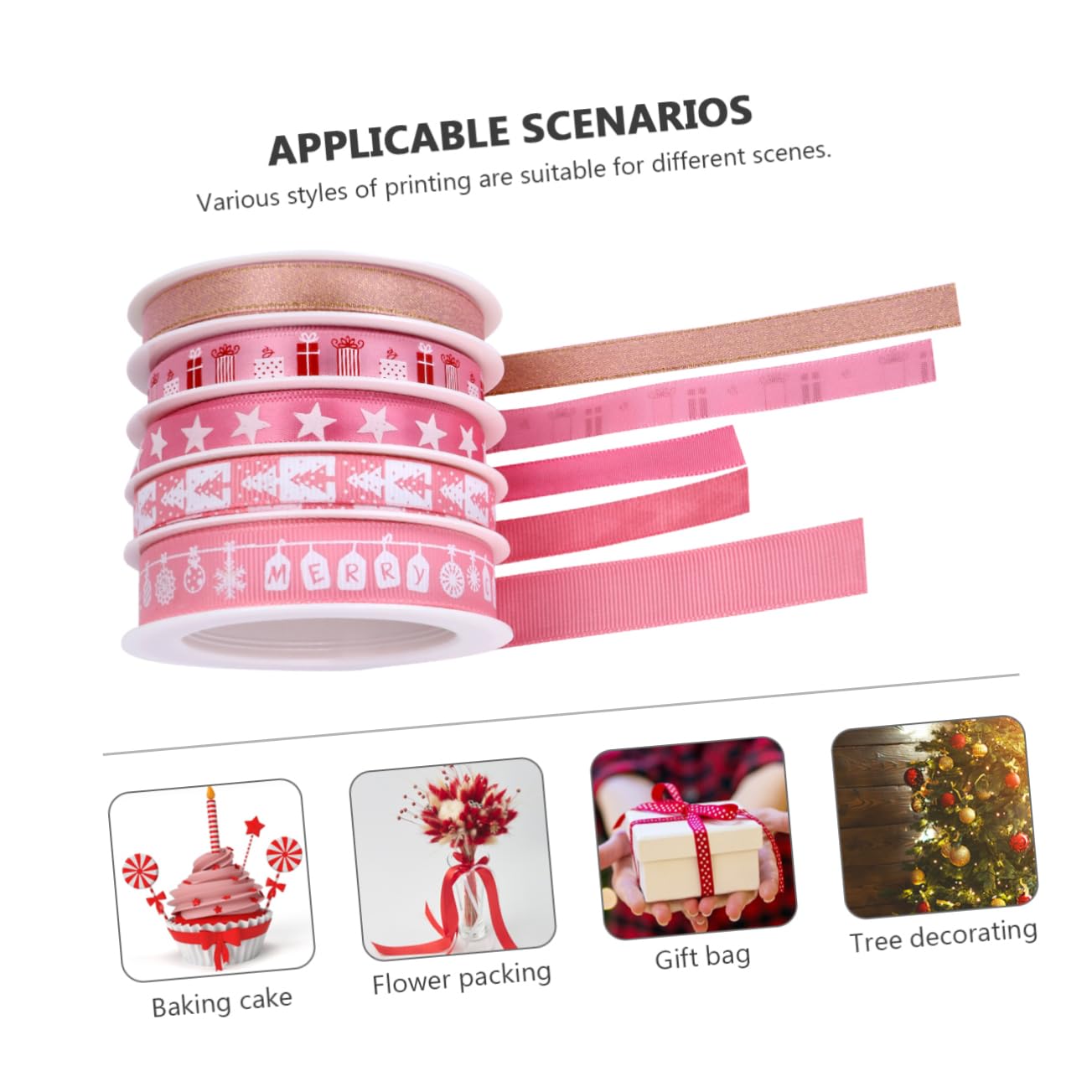 Lurrose Geschenkband Pink 15 Rollen Ornamentband Weihnachtsband Weihnachtsband Urlaubsband Diy Bastelband Weihnachten Drahtband Stoff Bastelbänder Dekoband Dekoband Stoff Rosa