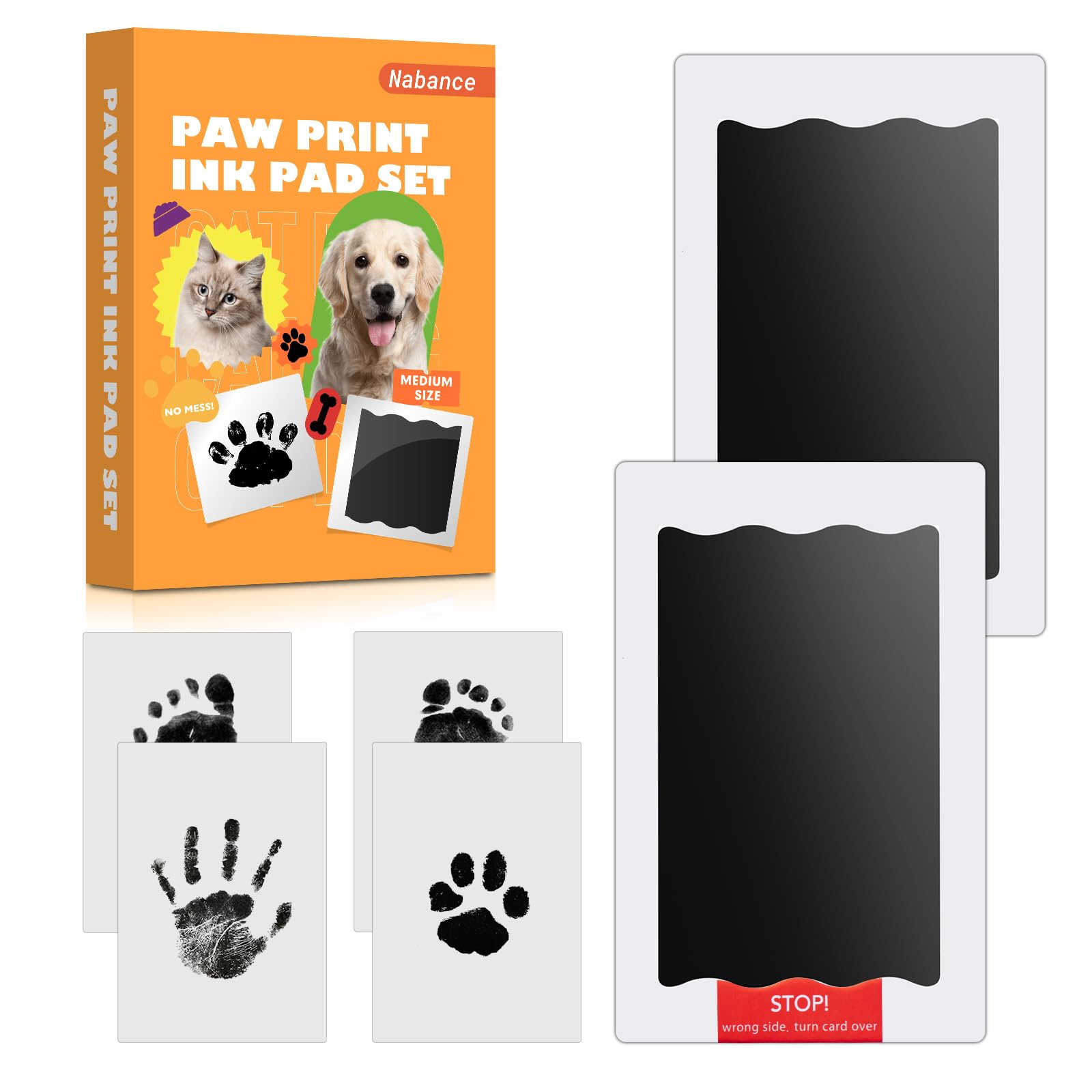 Nabance Baby Hand and Footprint Kit, Paw Print Kit for Dog Cats, 2 Inkless Print Pads, 4 Imprint Cards, Nose Print Stamp Pad for Dogs, Clean Touch Baby Footprint Kit, Pet Paw Ink Pad Family Keepsake