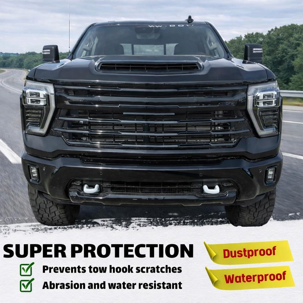 Tow Hook Covers Compatible with 2020 2021 2022 2023 2024 2025 2026 Chevy Silverado 2500/3500 HD Accessories (Not fit GMC Sierra 2500/3500 HD) - Upgrade Design, Silicone Rubber(White)