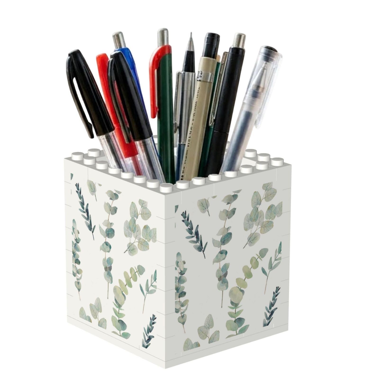 Poadnly Eucalyptus, Pen Pot Pencil Holder for Office Home School, Compact Desk Organiser for Office Stationery