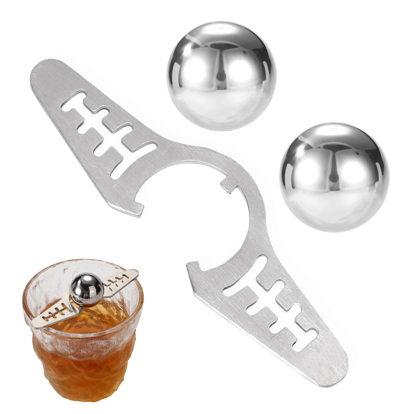 2pz Sfera Congelata per Espresso, Riutilizzabile Acciaio Inossidabile Sfera di Caffè Ghiacciato con Supporto non Diluito Refrigeratore Accessori per Home Cafe Bar