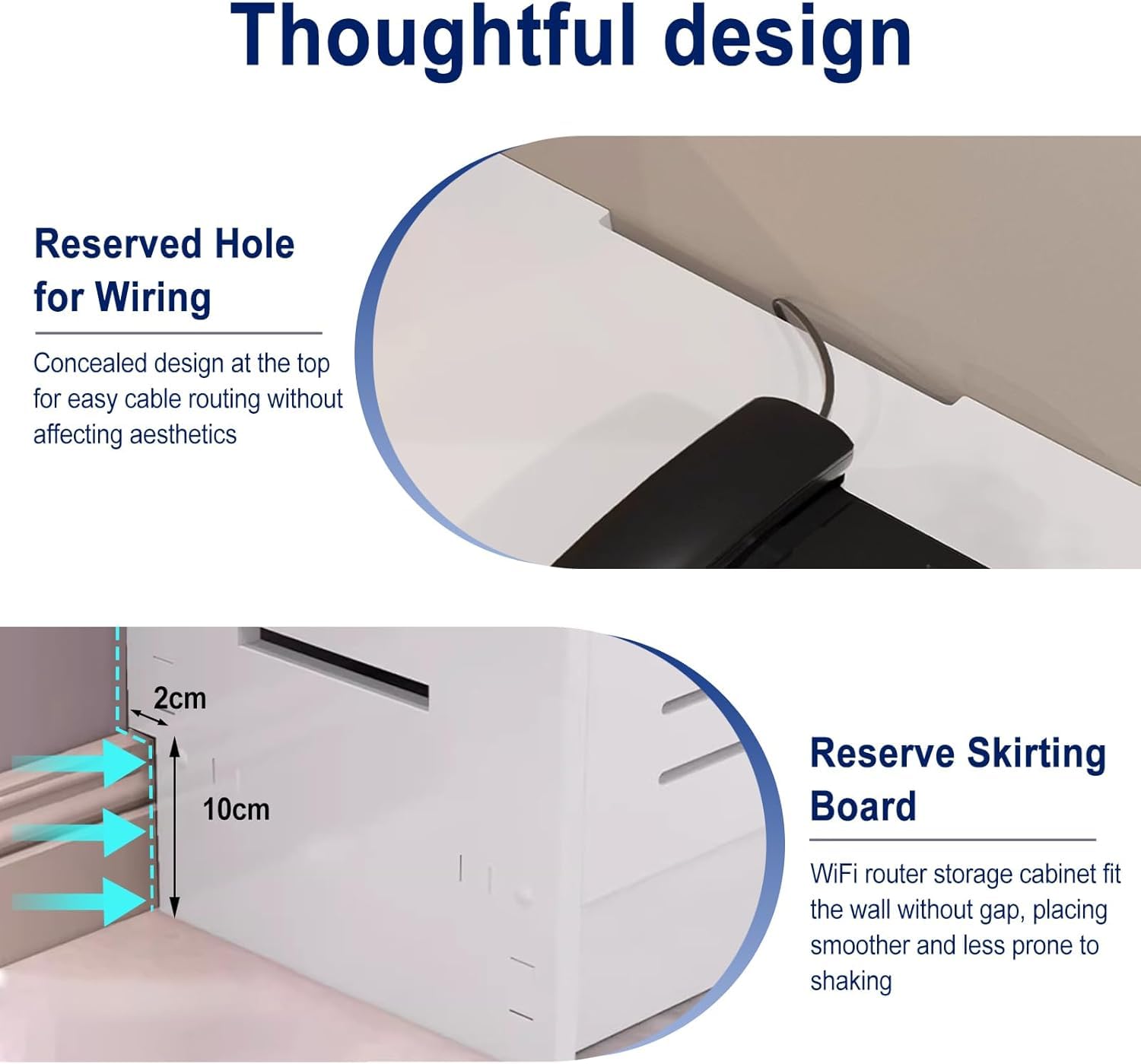 WiFi Router Aufbewahrungsbox, PVC Drahtlose Router Lagerung Schrank | Weiß mit Verstellbaren Regalen, 50X70X25CM, Für Büro und Haus