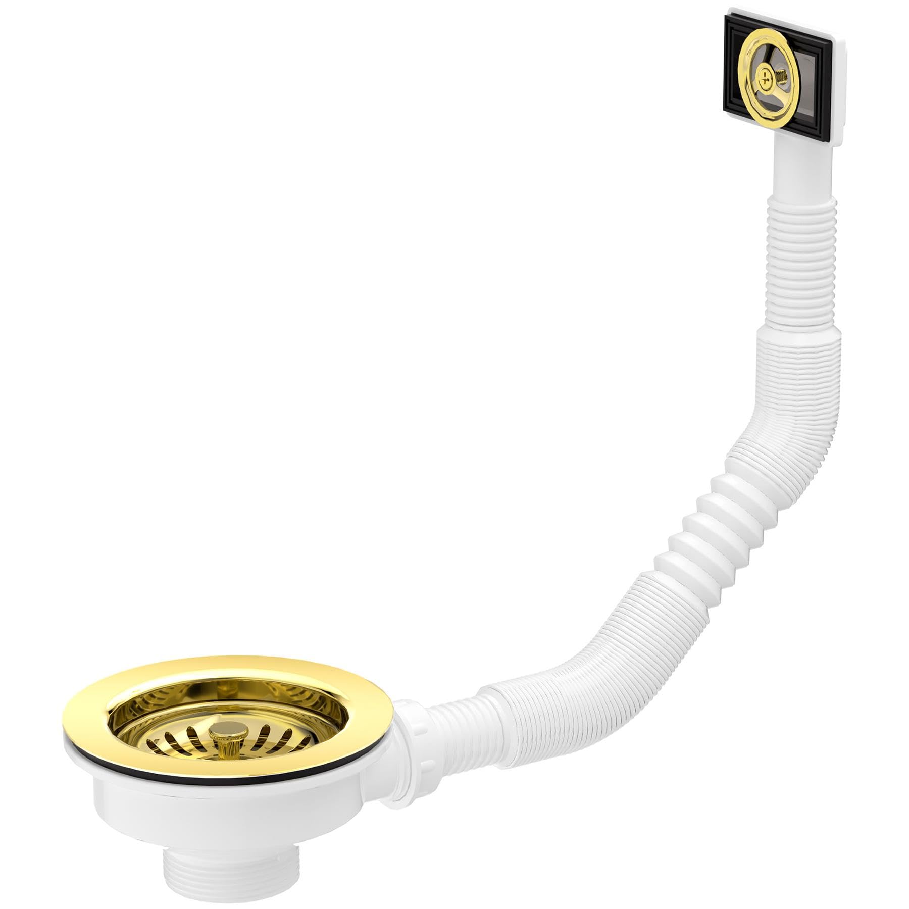 Kitchen Sink Waste Gold 90mm With Strainer Basket And Overflow