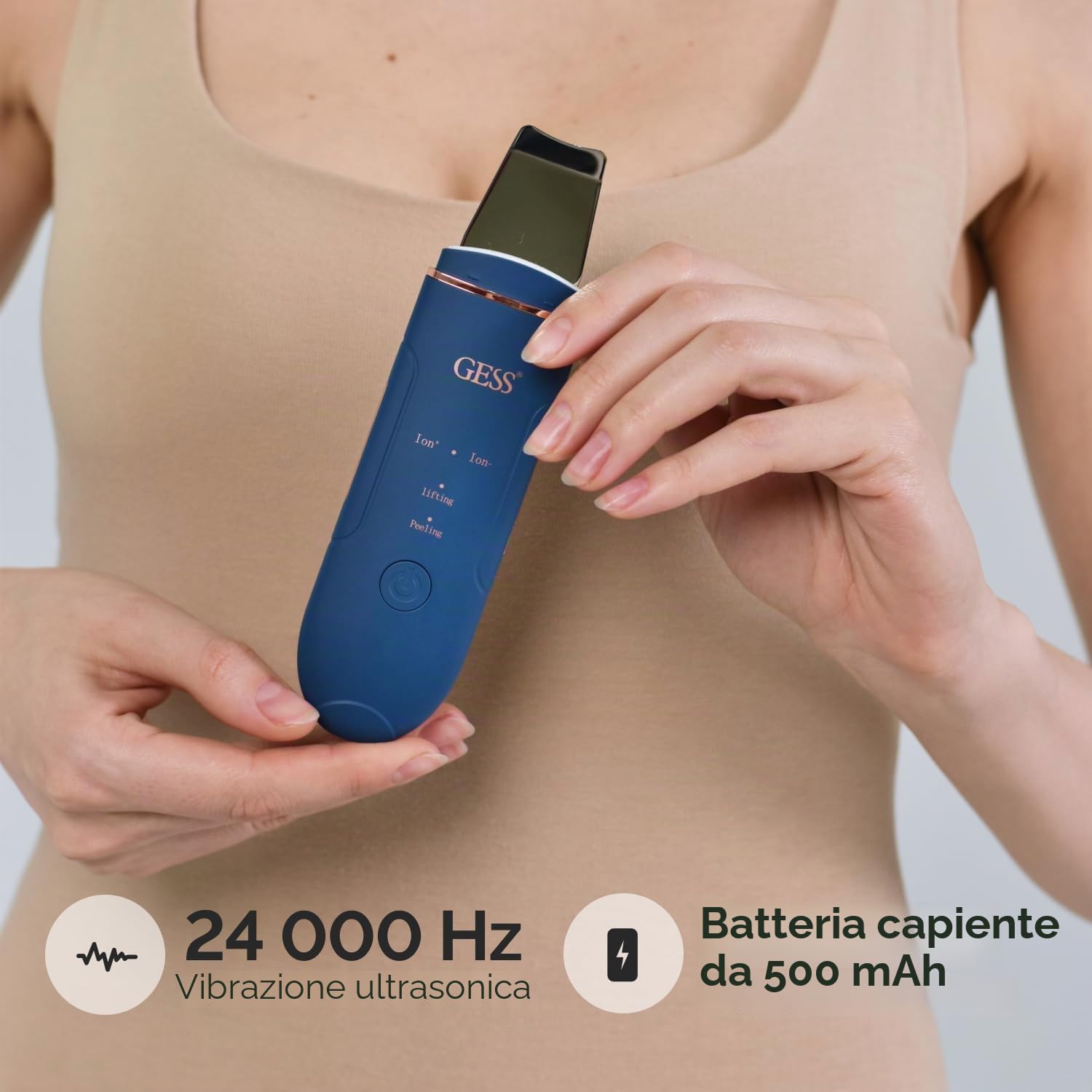 GESS Pulizia Viso Ultrasuoni con 4 Modalità, Anti Età e Lifting, Aspira Punti Neri, Pulizia Viso Punti Neri, Mitesserentferner, Ion+ e Ion-