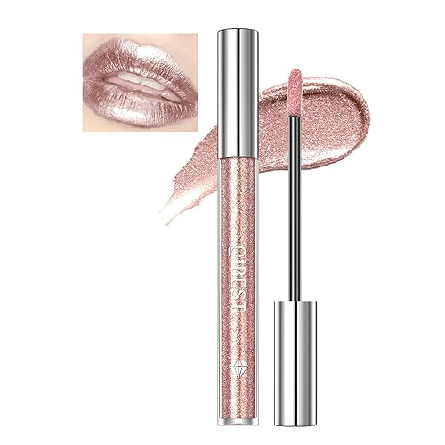 Labiales líquidos metálicos rosados, pintalabios metálicos impermeables, de larga duración, altamente pigmentados, a prueba de manchas, diamante